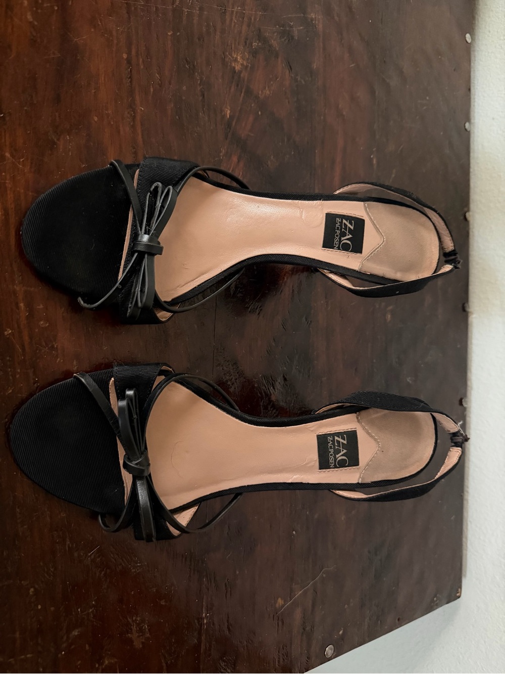 ZAC Zac Posen Black Strappy Knot Heel Sandals